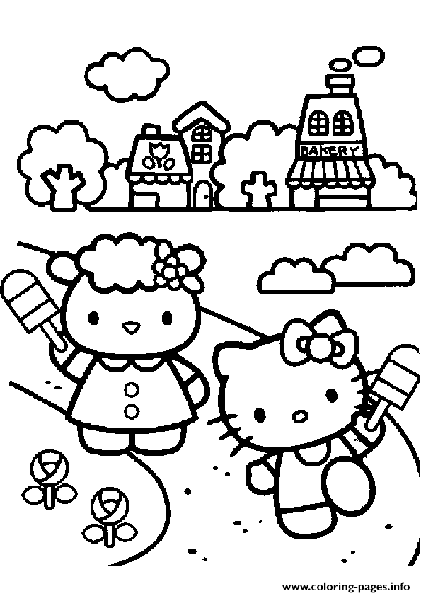Hello Kitty Playing With Friend 8979 coloring