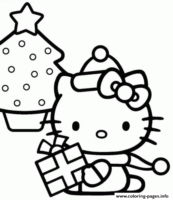 Hello Kitty With A Christmas Tree 844d coloring