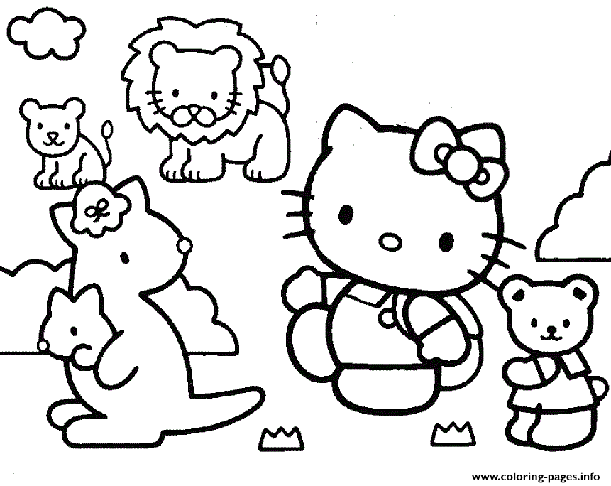 Cartoon Hello Kity Preschool S Zoo Animals74b1 coloring