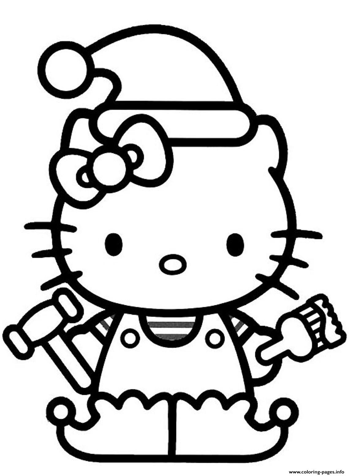 hello kitty christmas elf s55fd coloring pages printable
