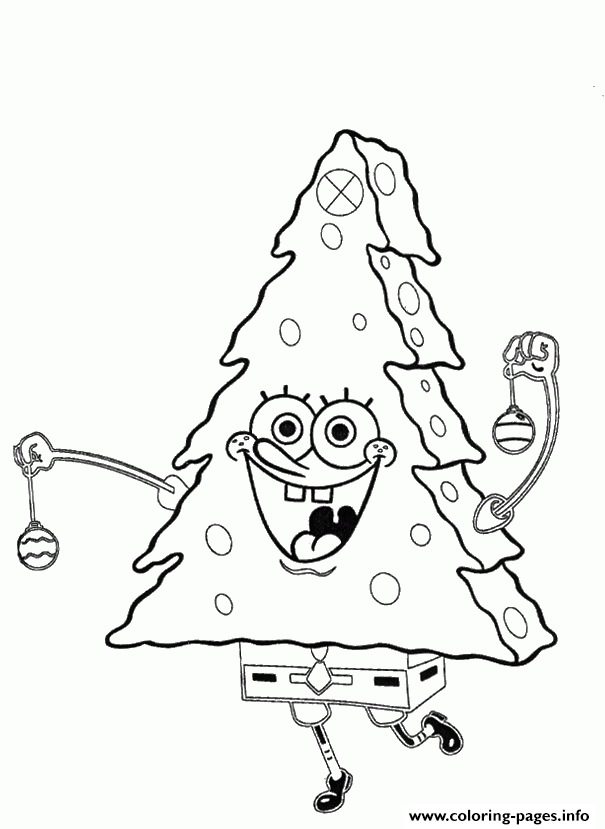 spongebob as christmas tree coloring page e1449388333549e728