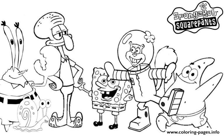 Spongebob All Characters Coloring Pagee6a5 Coloring page Printable