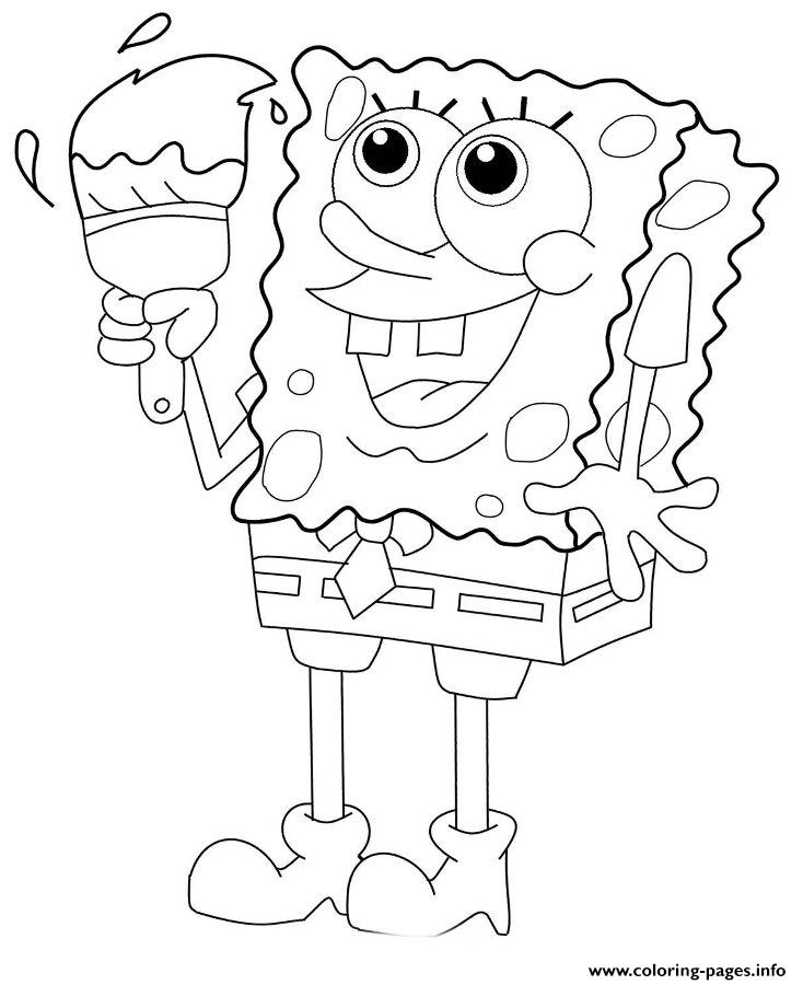 Download Spongebob Painting Coloring Paged51a Coloring Pages Printable