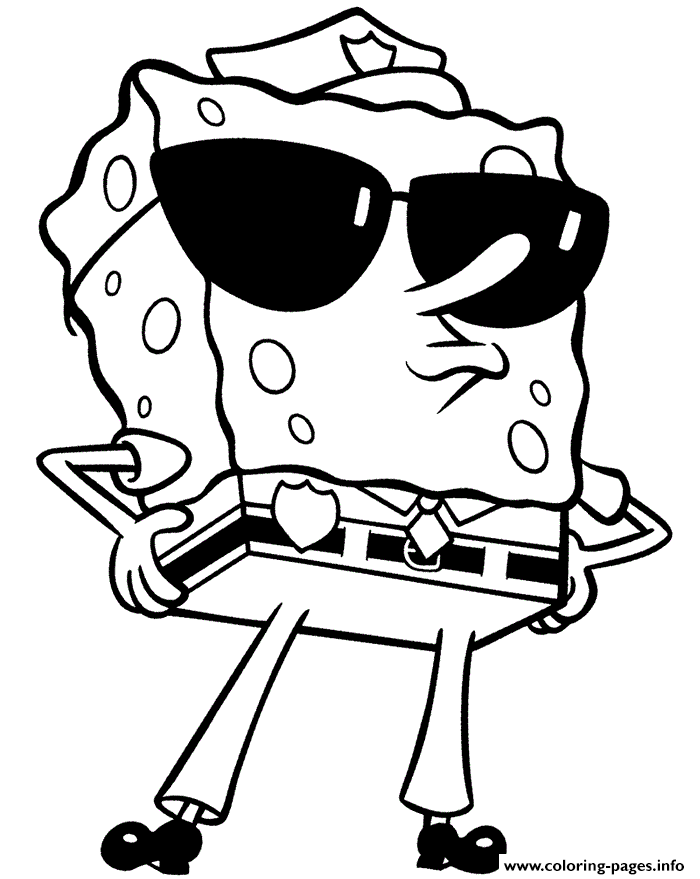 spongebob as a police coloring page7510 printable coloring pages book 6852