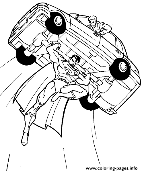 Superman Flying With A Car Coloring Pageba0a coloring