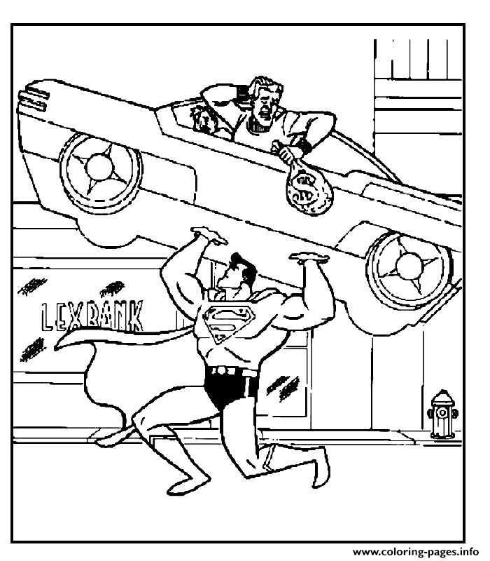 Superman Lifting A Car Coloring Pagec459 coloring