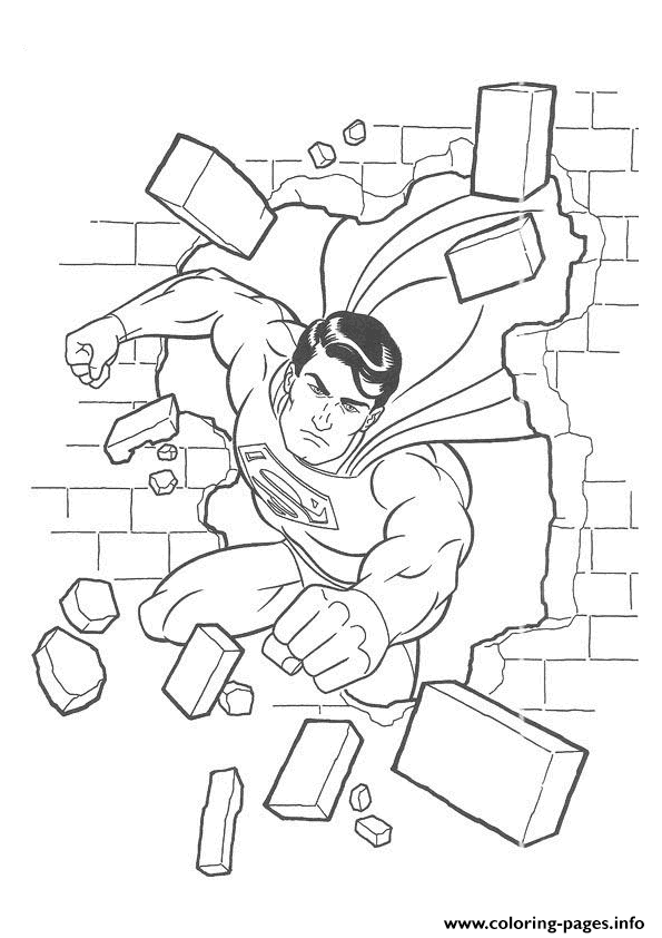Superman Flying Through Wall Coloring Page5771 coloring
