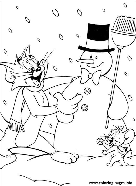 Tom And Jerry Making Snow Man 43a4 coloring