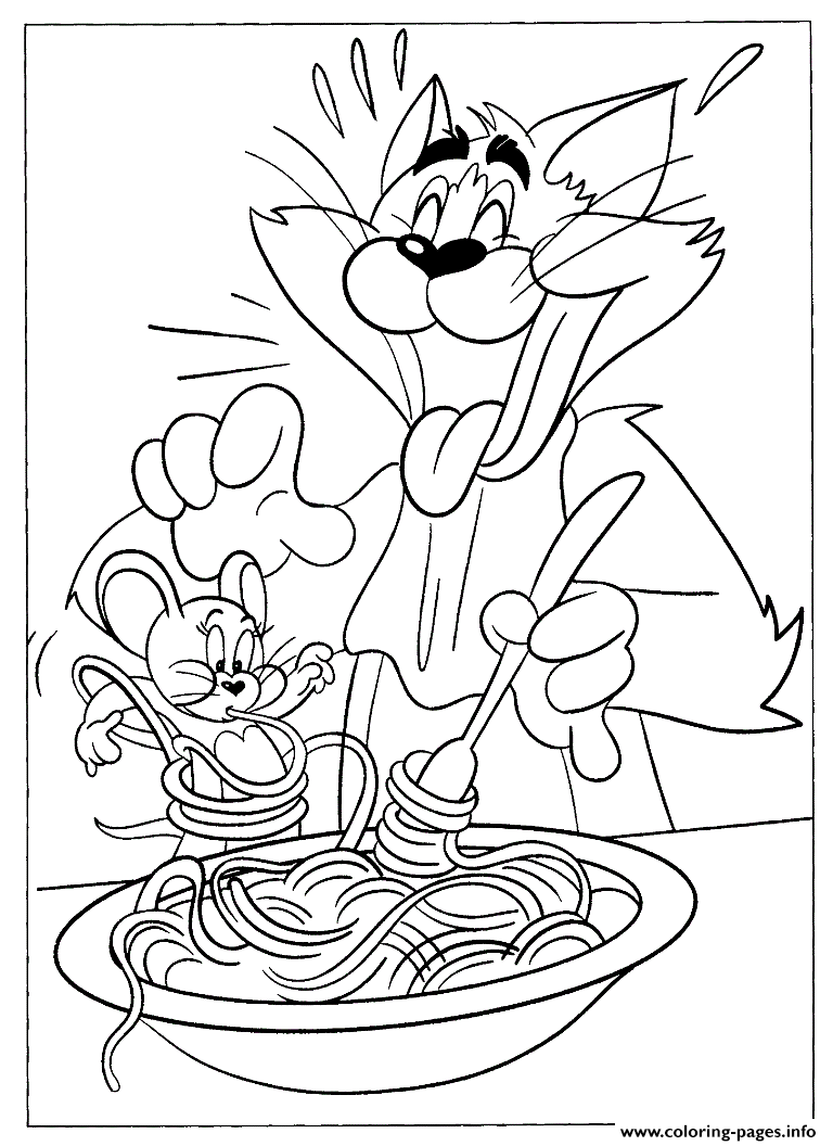 Tom And Jerry Having Pasta 4b70 coloring