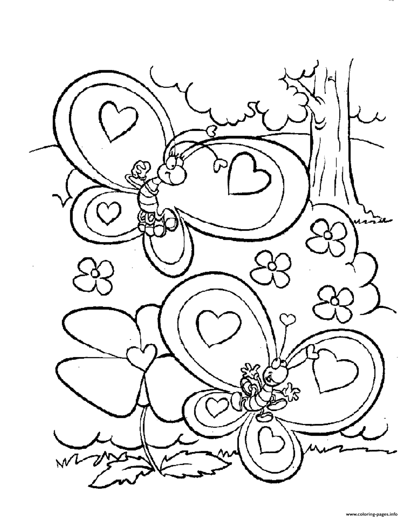 Butterfly Couple Valentine S20b20 Coloring page Printable