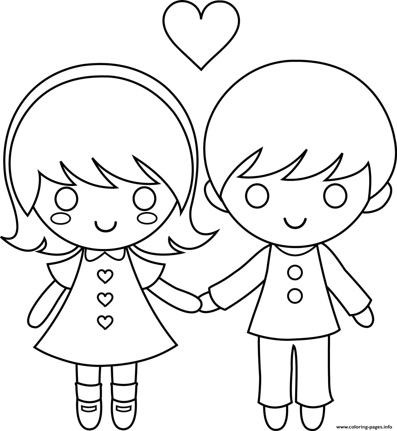 Kids Couple Valentine 6277 coloring pages