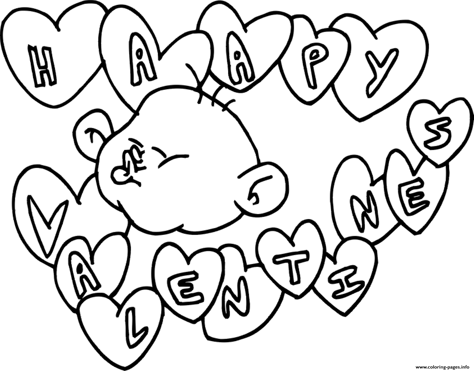 Printable Happy Valentines Day Sf911 coloring