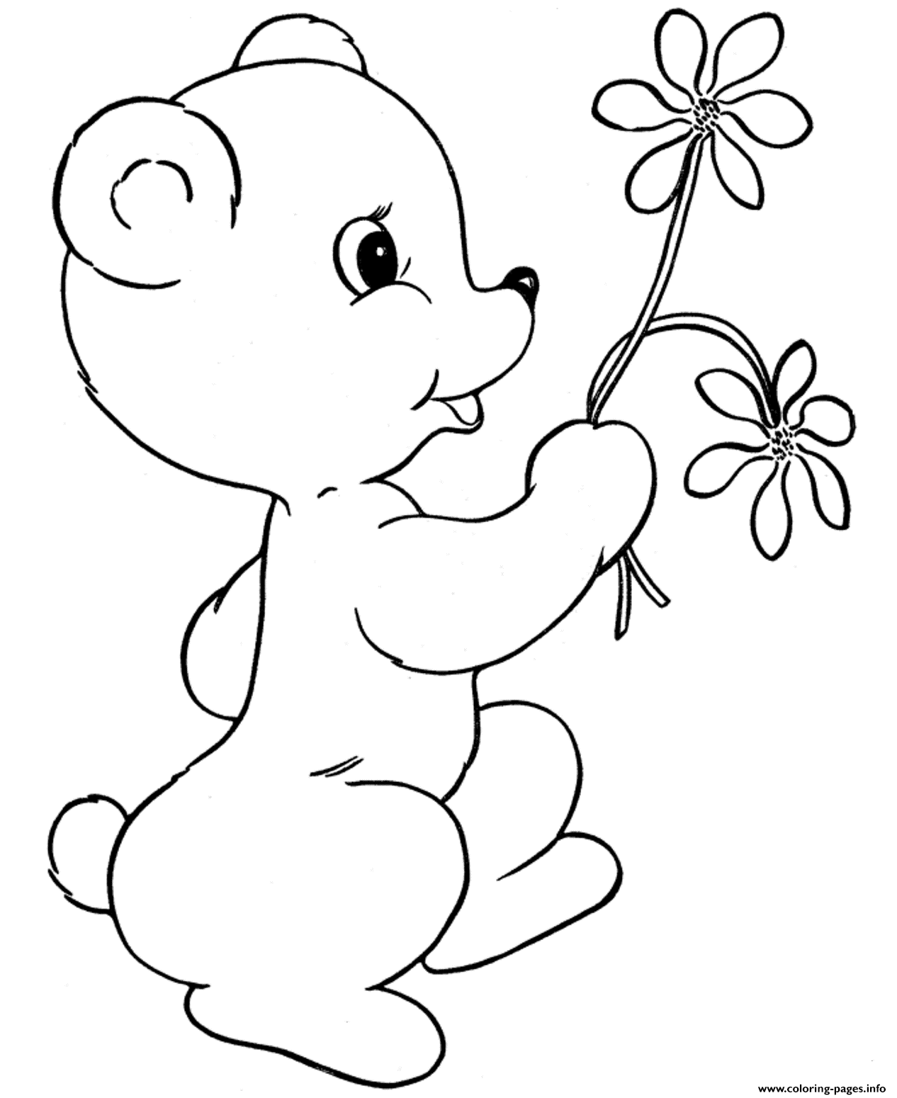 Little Bear With Flowers Valentines S4c58 coloring