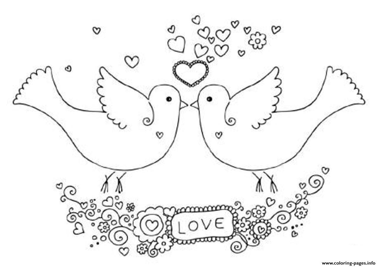 Two Dove Valentine 5537 Coloring Page Printable