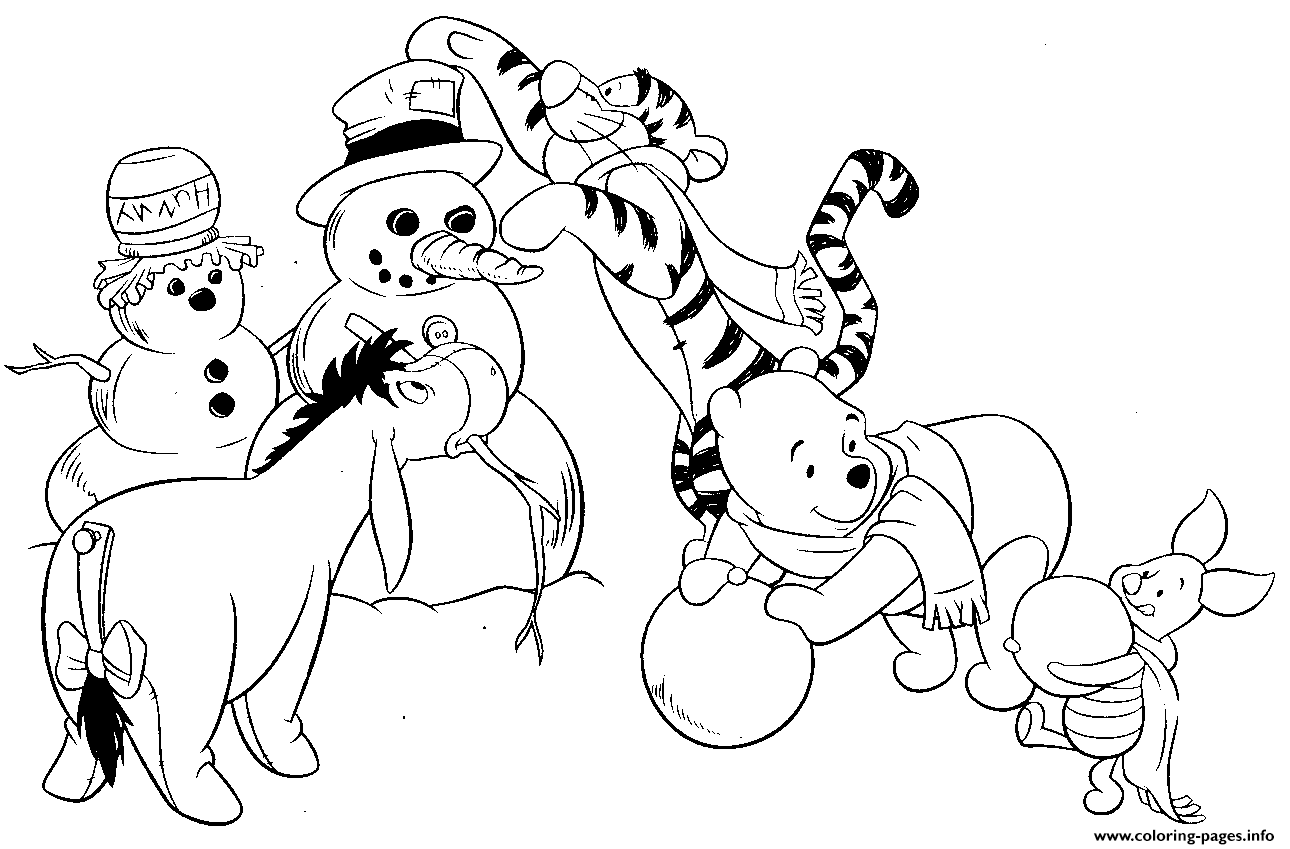 Winnie The Pooh S Winter Snowmana80b coloring