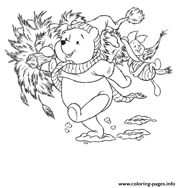 Pooh Carrying Christmas Tree Page4656 coloring