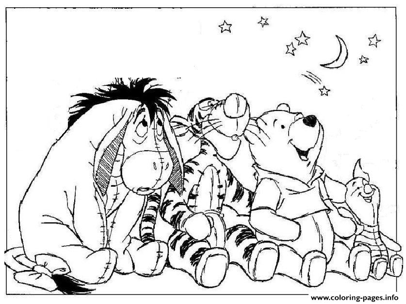 Winnie The Pooh  With Friends Looking The Stars15ac coloring