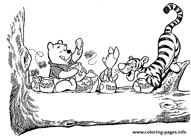 Pooh And Friends Having Honey Page1d1b coloring