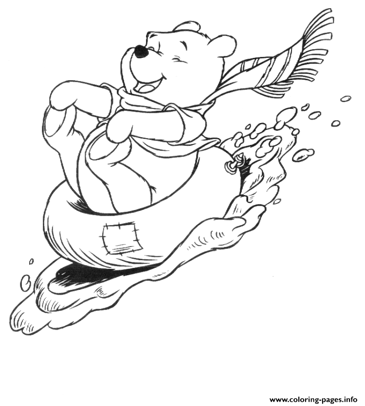 Pooh Skiing On Snow Page9f3a coloring