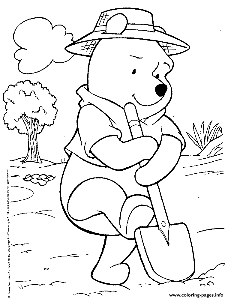 Pooh Gardening Pageabcf coloring