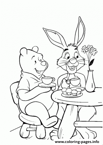 Pooh And Rabbit Having Tea Pageda41 coloring