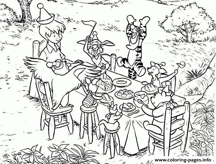 Robin And Friends Having Lunch Winnie The Pooh E14493860976800d3d coloring