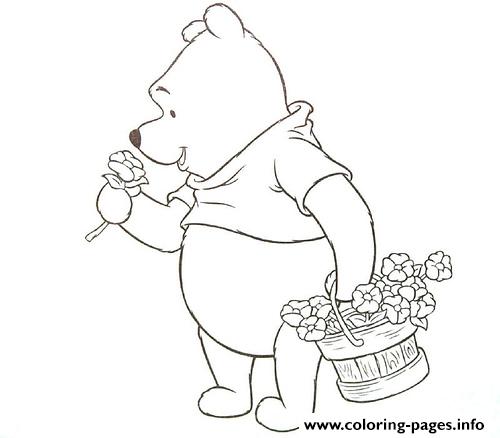 Pooh Having Flowers Pages7ea3 coloring