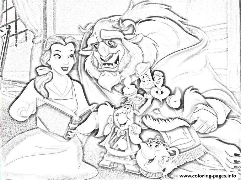 Belle And Beast Sketch Disney Princess 095d coloring