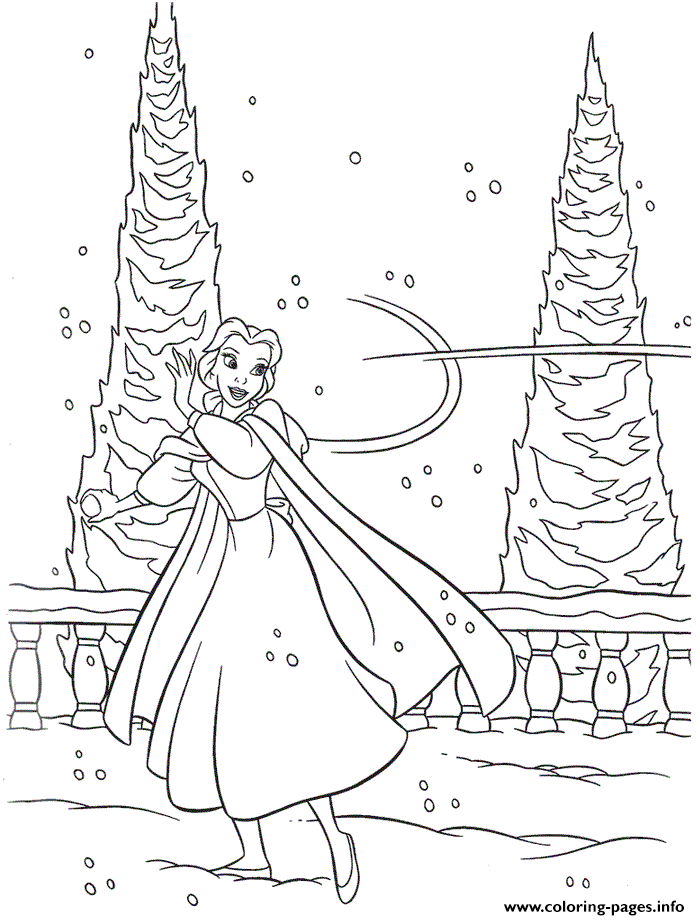 Belle Throw Snow On Beast Disney Princess 26c9 coloring