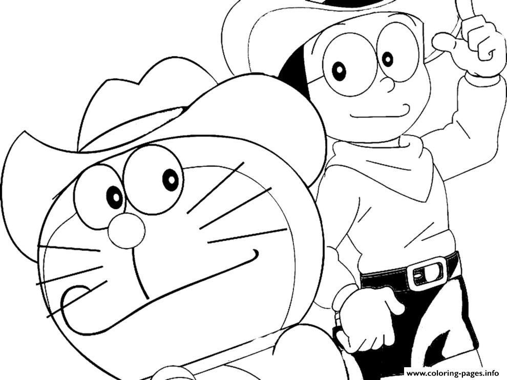 Download Cowboy Doraemon And Nobita Free F20b Coloring Pages Printable
