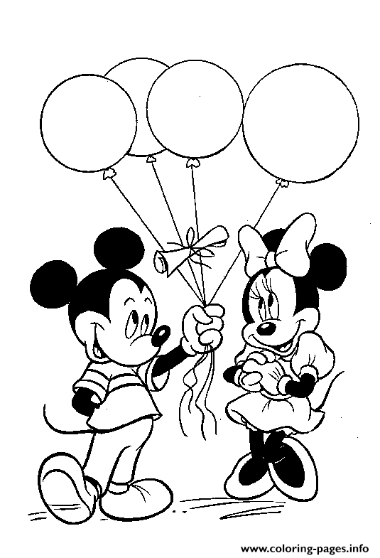 Mickey Gives Minnie Balloons Disney Eead coloring