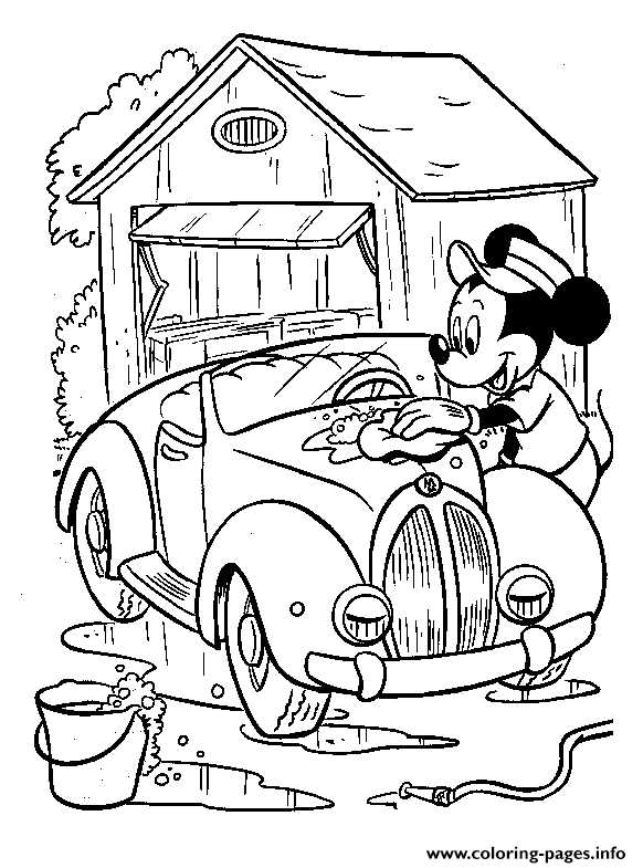 Mickey Washing His Car Disney B4f9 coloring
