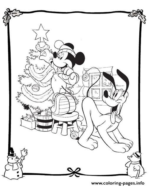 Mickey Decorating Christmas Tree Disney 349e coloring