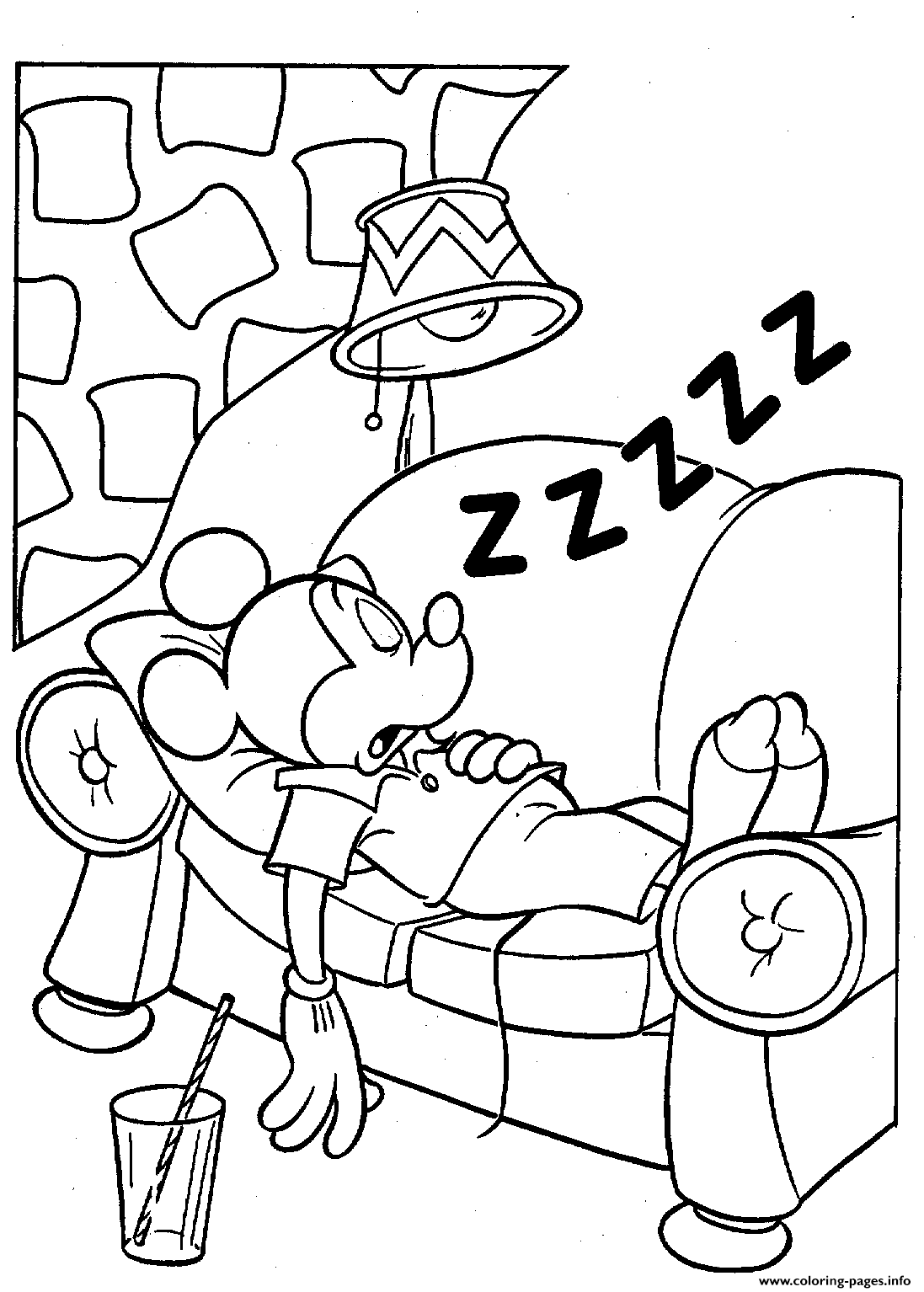Mickey Falls Asleep On The Couch Disney 4788 coloring