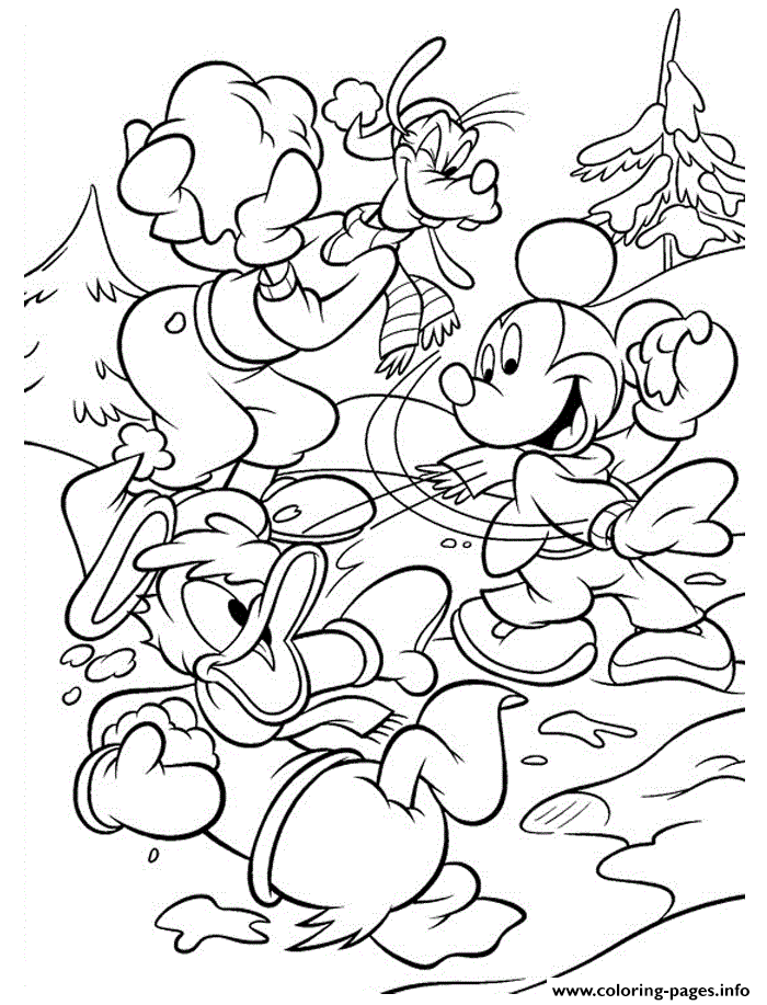 Mickey Plays Snow War Disney 9e99 coloring
