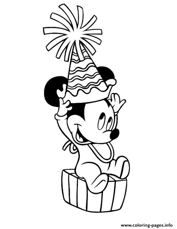 Baby Mickey And Party Hat Disney S63a2 coloring