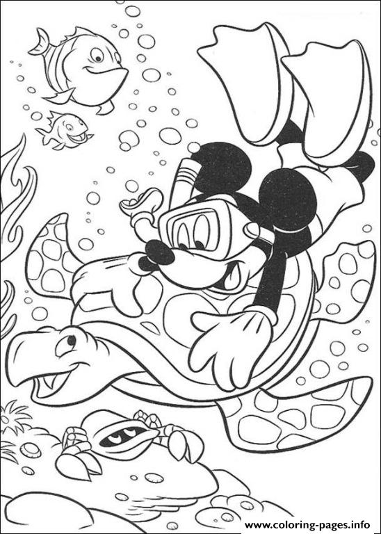 Mickey Snorkeling Disney A5cf coloring