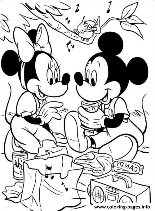 Minnie And Mickey Picnic Disney Aa88 coloring