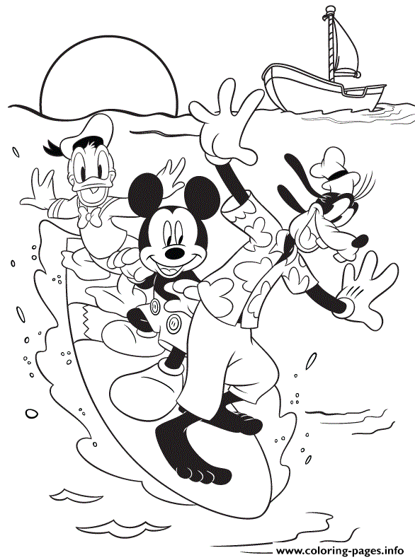 Mickey And Friends Surfing Disney 3dfc coloring