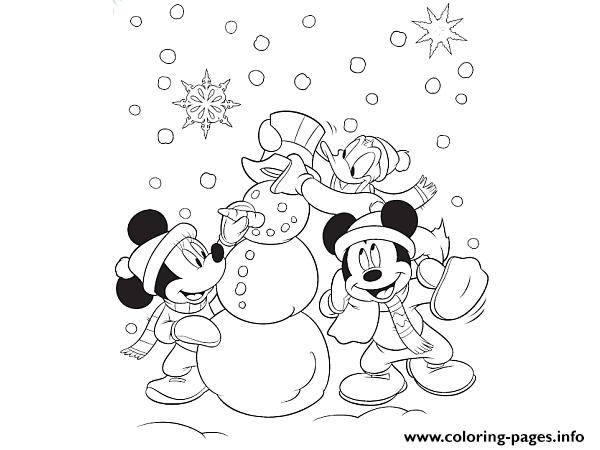 Mickey And Friends Making Snowman Disney 0ce7 coloring