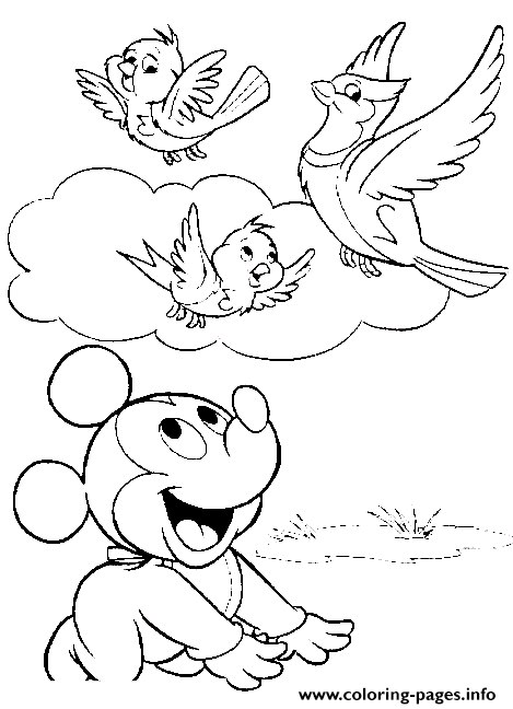 Mickey Stares At Birds Disney B3eb coloring