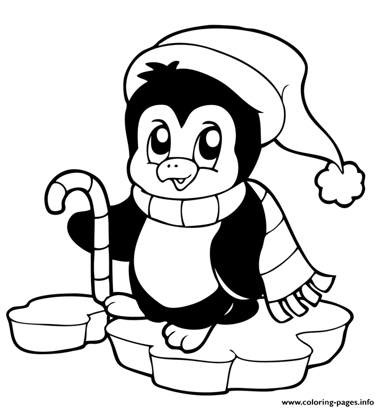 Cute Penguin On Christmas2715 Coloring Page Printable
