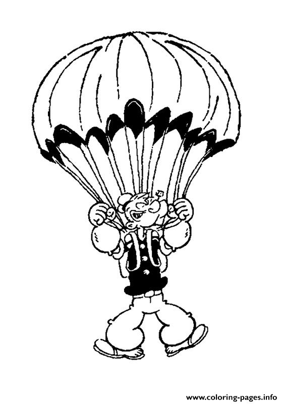 Popeye Flying With Parachute 473f coloring