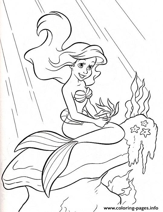 Ariel Sitting Under Ray Of Ligght Little Mermaid S60a8 coloring
