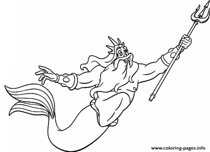 King Triton Free Little Mermaid Disney Saddd coloring