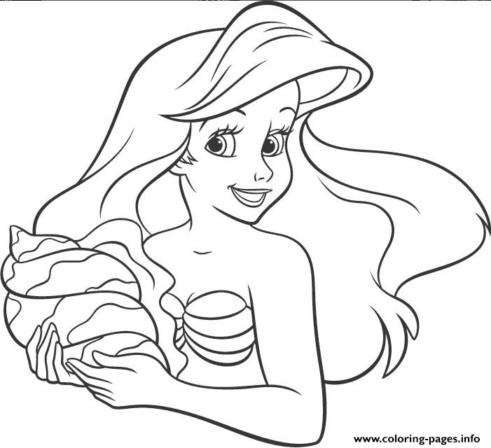 Ariel Holding Huge Shell Disney Princess S4ebb coloring