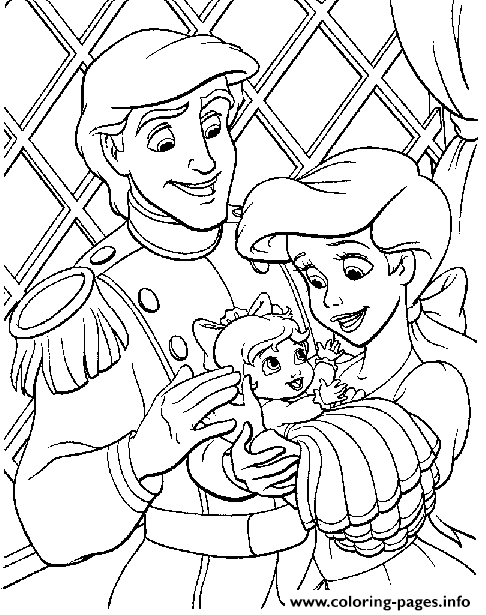 Eric And Ariel With Their Baby Little Mermaid Sfeba Coloring Pages Printable