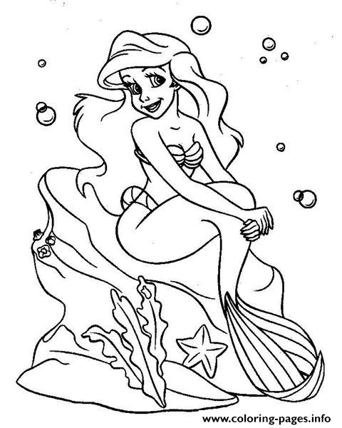 Ariel Sitting On A Coral Under Water Little Mermaid S7af5 coloring