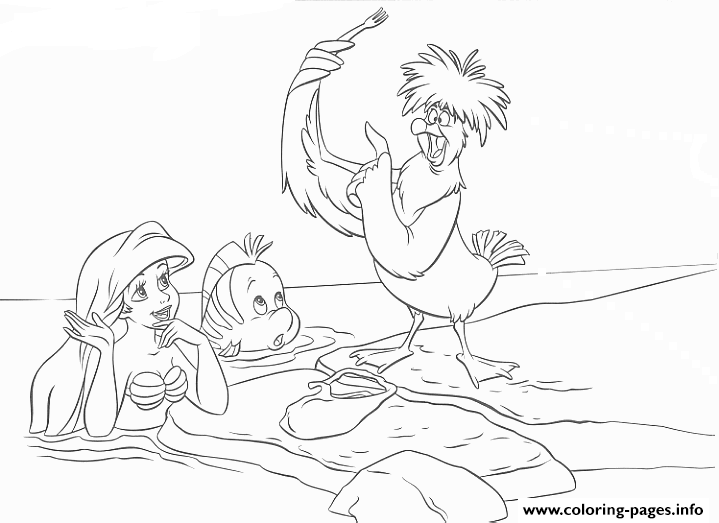 Ariel Talking To A Bird Little Mermaid S6ad2 coloring