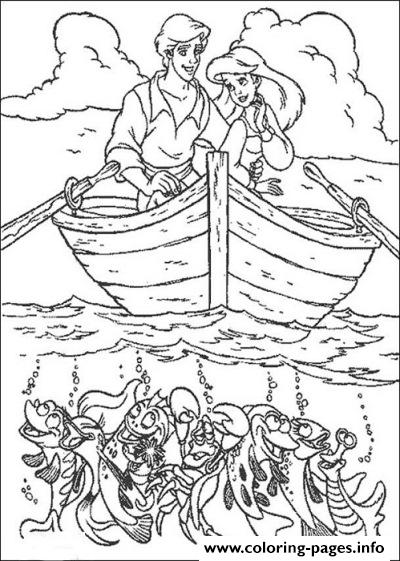 Eric And Ariel Sailing With Lobsters Disney Princess Se2a2 coloring